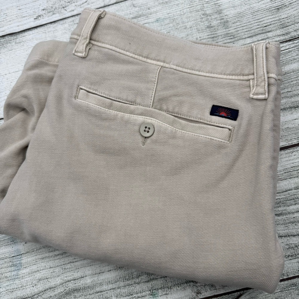 Faherty Mens Size 35 Terry Chino Shorts Stone Beige Stretch Casual Vacation